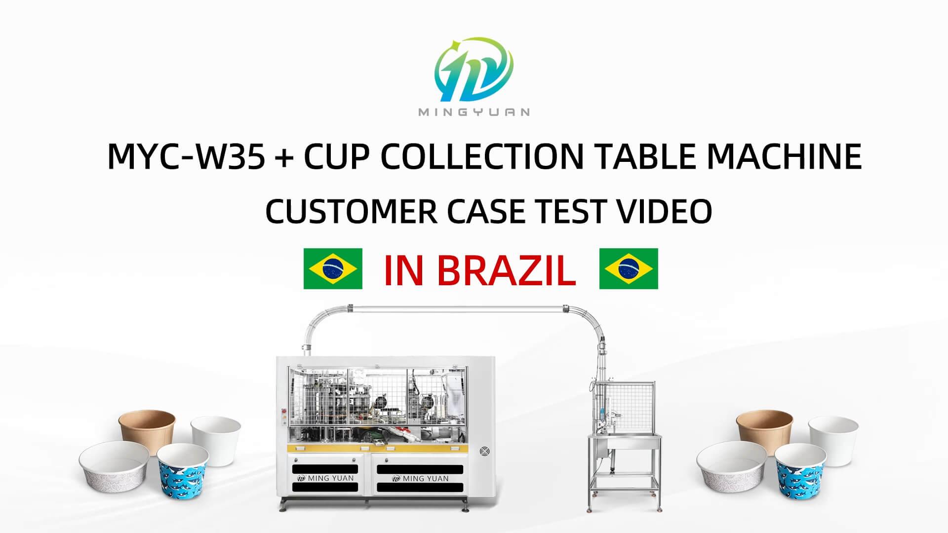 18oz MYC-W35 paper bowl machine with cup collection table case in Brazil
