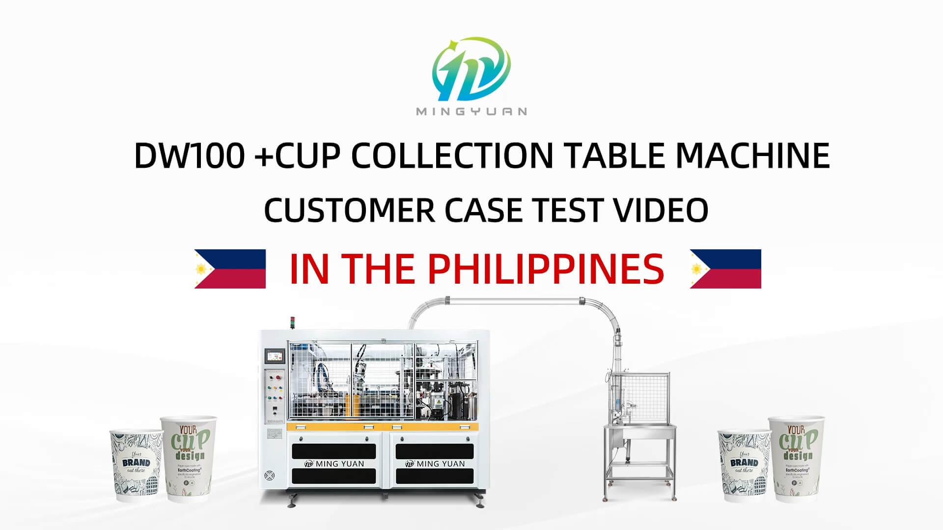 8oz DW100 double wall paper cup making machine with cup collection table case in Philippine