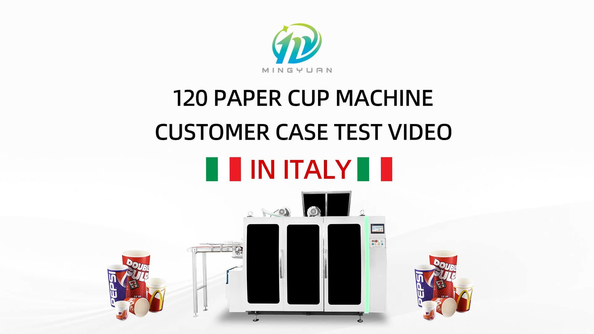 4oz MYC-120 paper cup making machine with cup collection table case in Italy