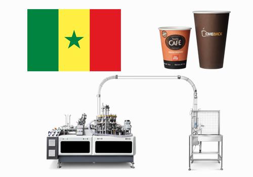 OCM100 simple model ultrasonic heater paper cup machine with cup collection table case in Senegal