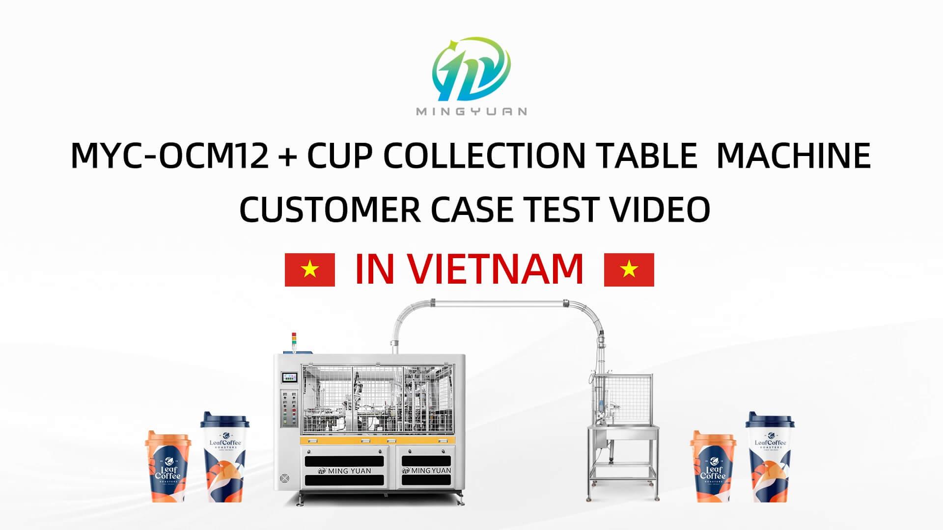 7oz OCM12 intelligent model paper cup making machine with cup collection table case in Vietnam