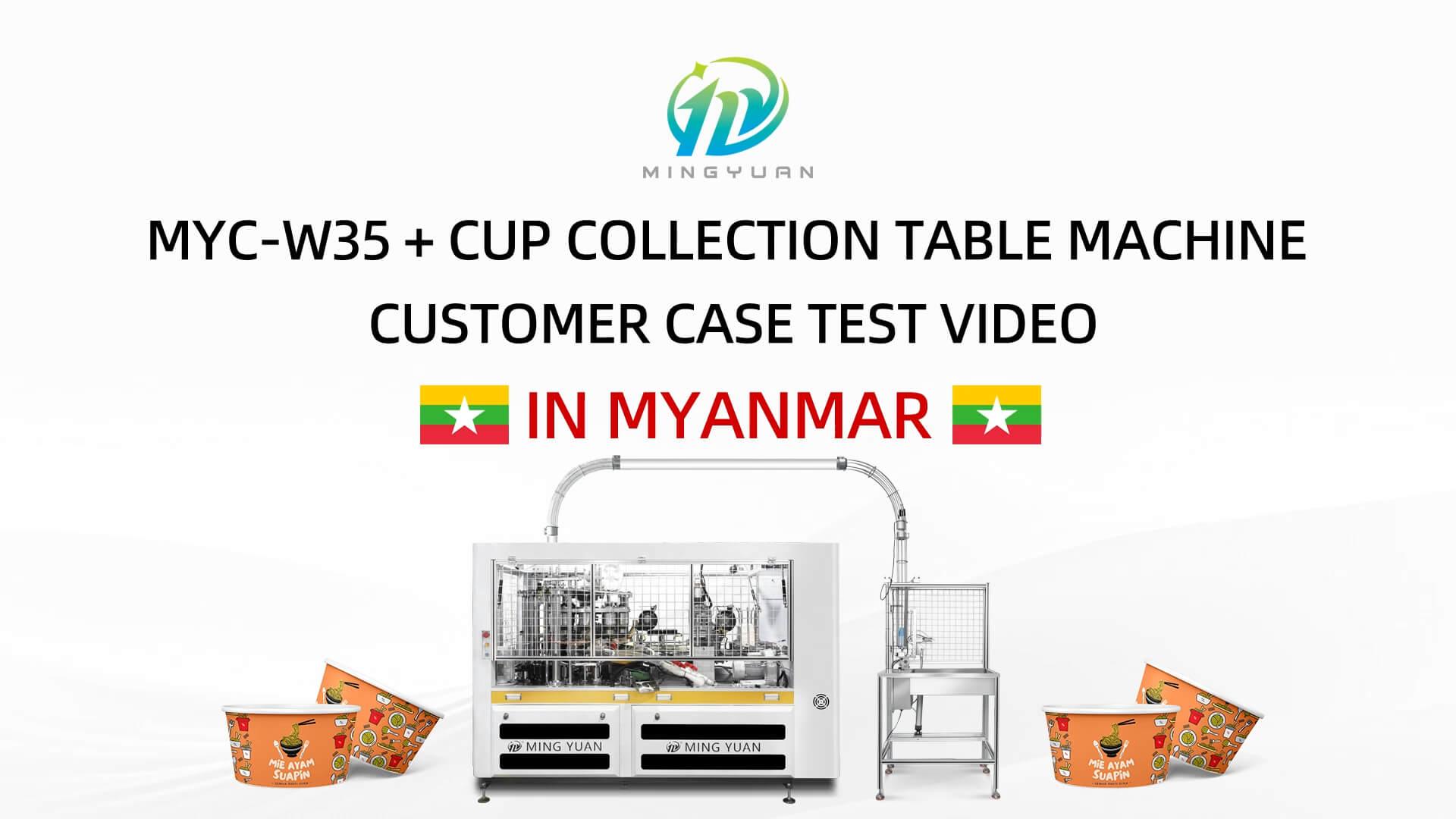 610ML MY-W35 paper bowl making machine with cup collection table case in Myanmar