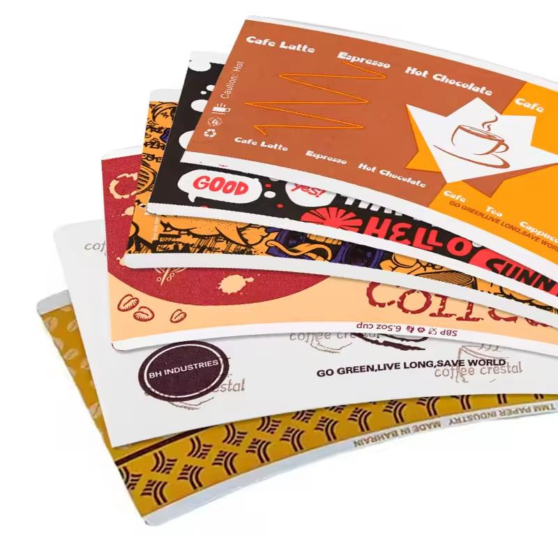 Customized Logo Printing Food Grade Disposable 160gsm Paper Cup Raw Materials For Paper Cups Print Pe Coated Paper Cup Fan