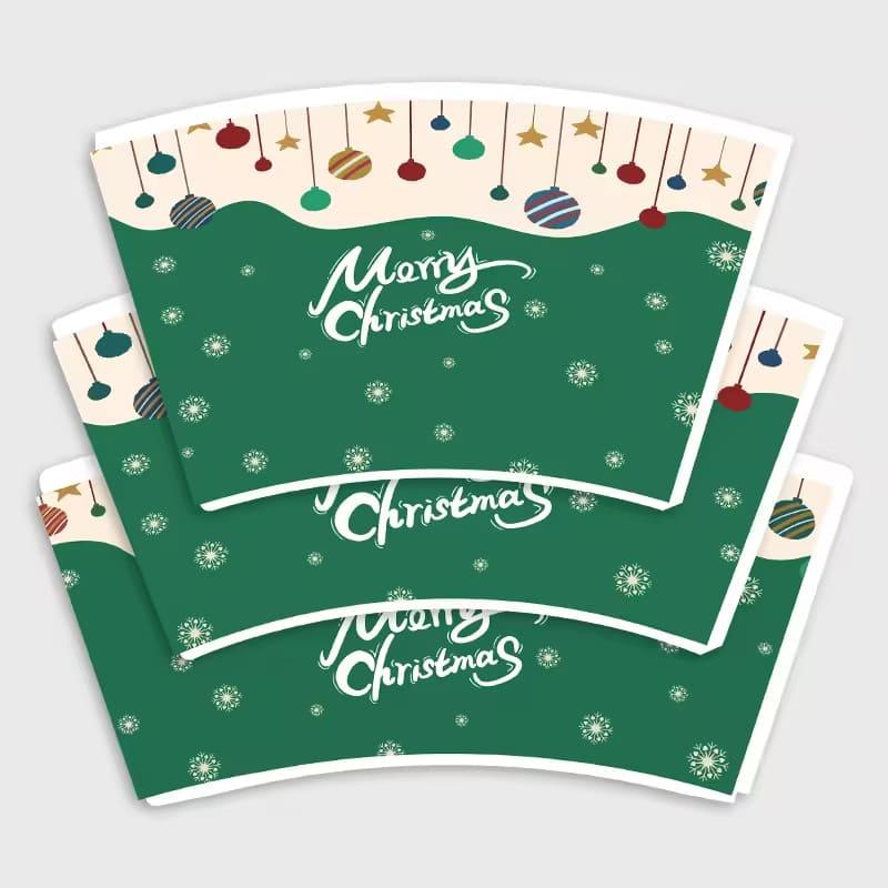 Christmas Style Wholesale Custom Print Food Grade PE Coated Raw Material Paper Cup Fan