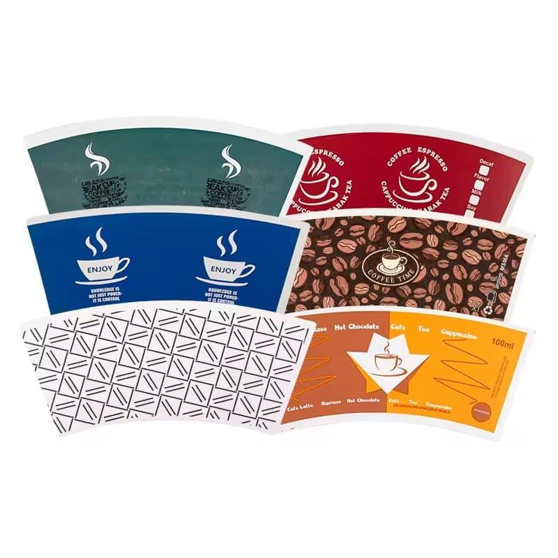 Eco Friendly Free Sample Custom logo Single Side Pe Coated Paper Cup Fan Coffee Cup Fan for Disposable Paper Cup for Hot Drink