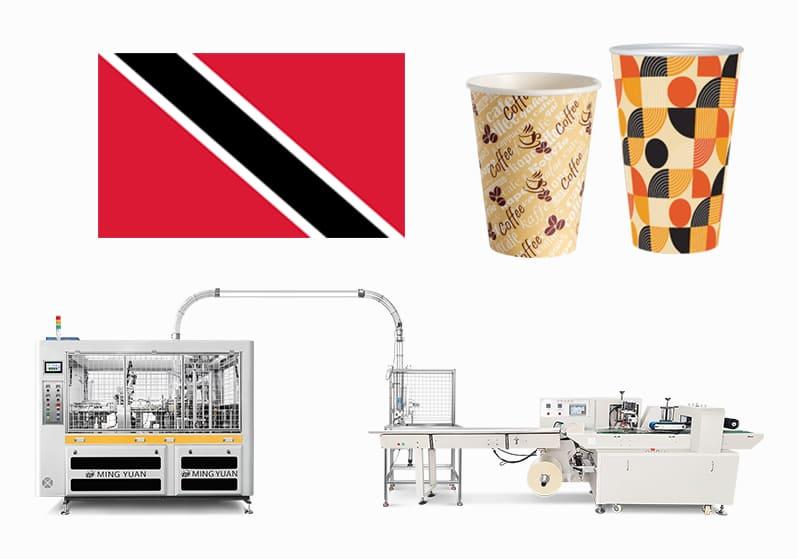 8oz OCM22 paper cup machine with code printer and MY-450X packing machine case in Trinidad and Tobago