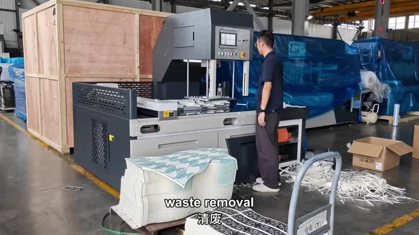Waste removal machine separating the printed paper cup fans from the scrap
