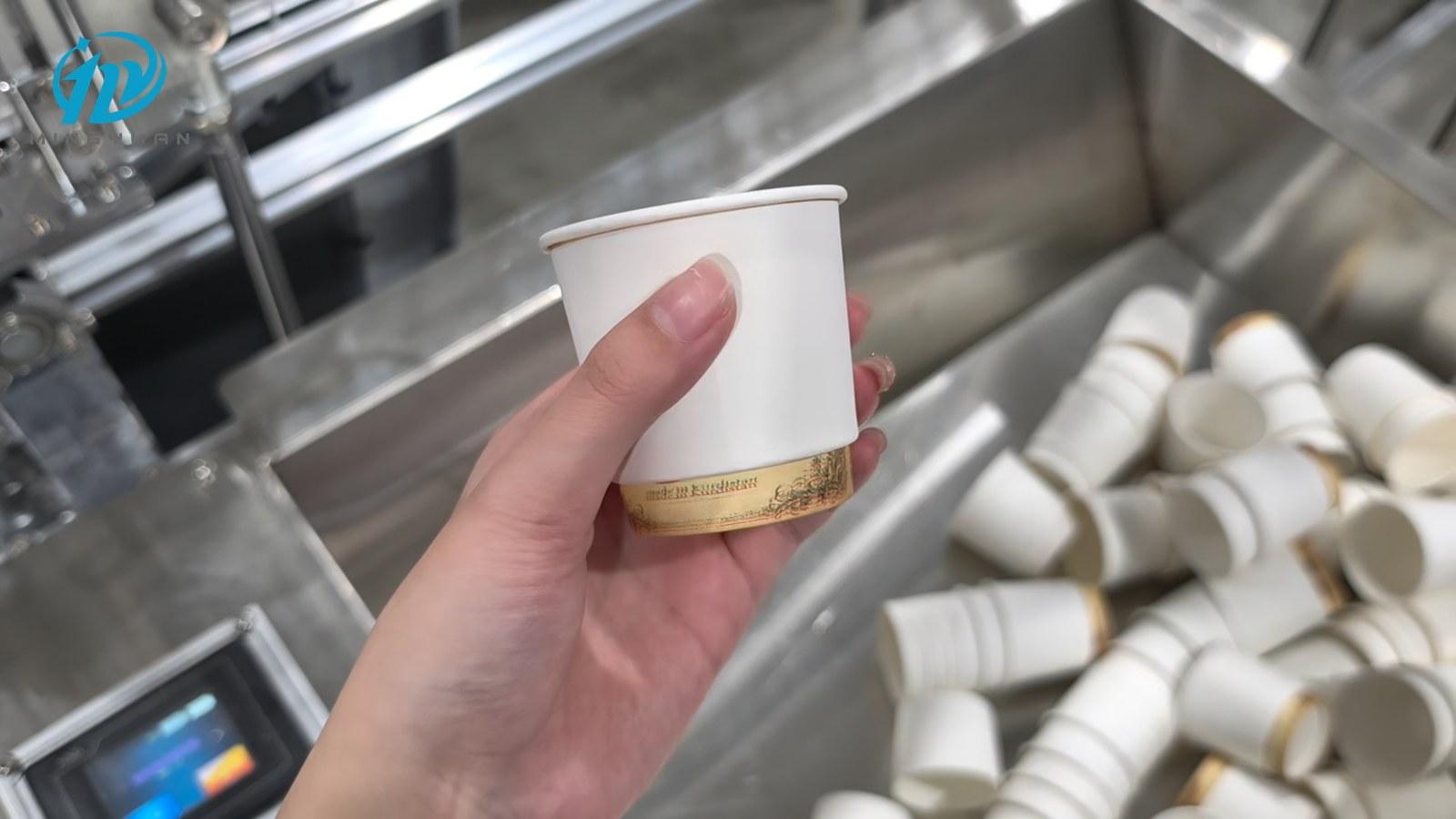 Finished sample from the 4 oz double wall cup making solution for Iraq